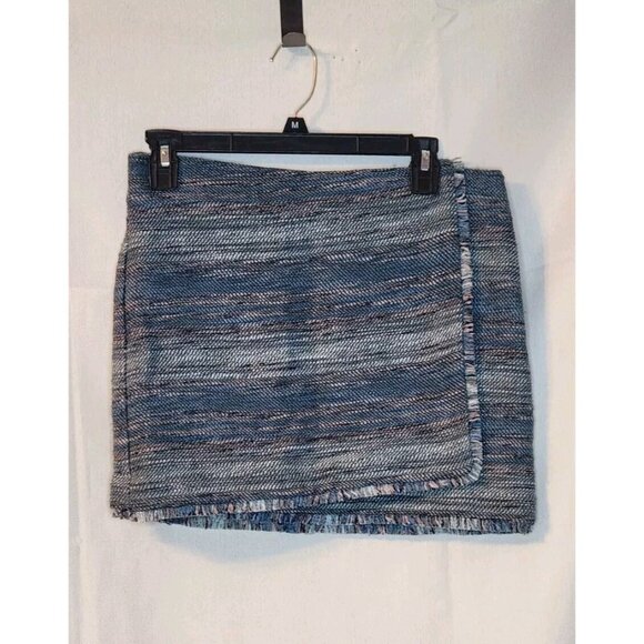 Joie Women's Tweed Faux Wrap Mini Skirt Blues Size Small Lined  Side Zip - Picture 1 of 3
